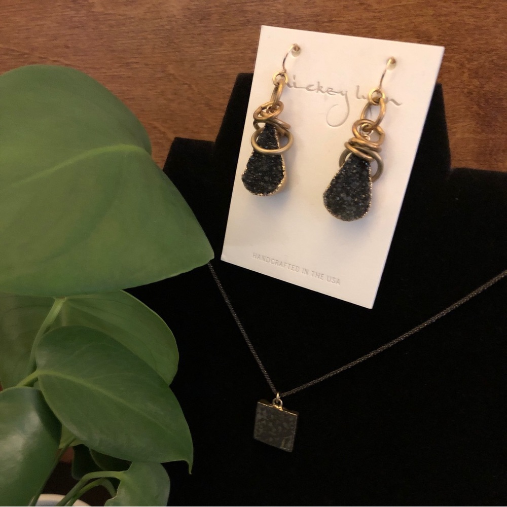 Druzy wrapped in Gold earrings - The Darkside - Mickey Lynn